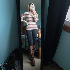 Pink and Cream Striped Sweater